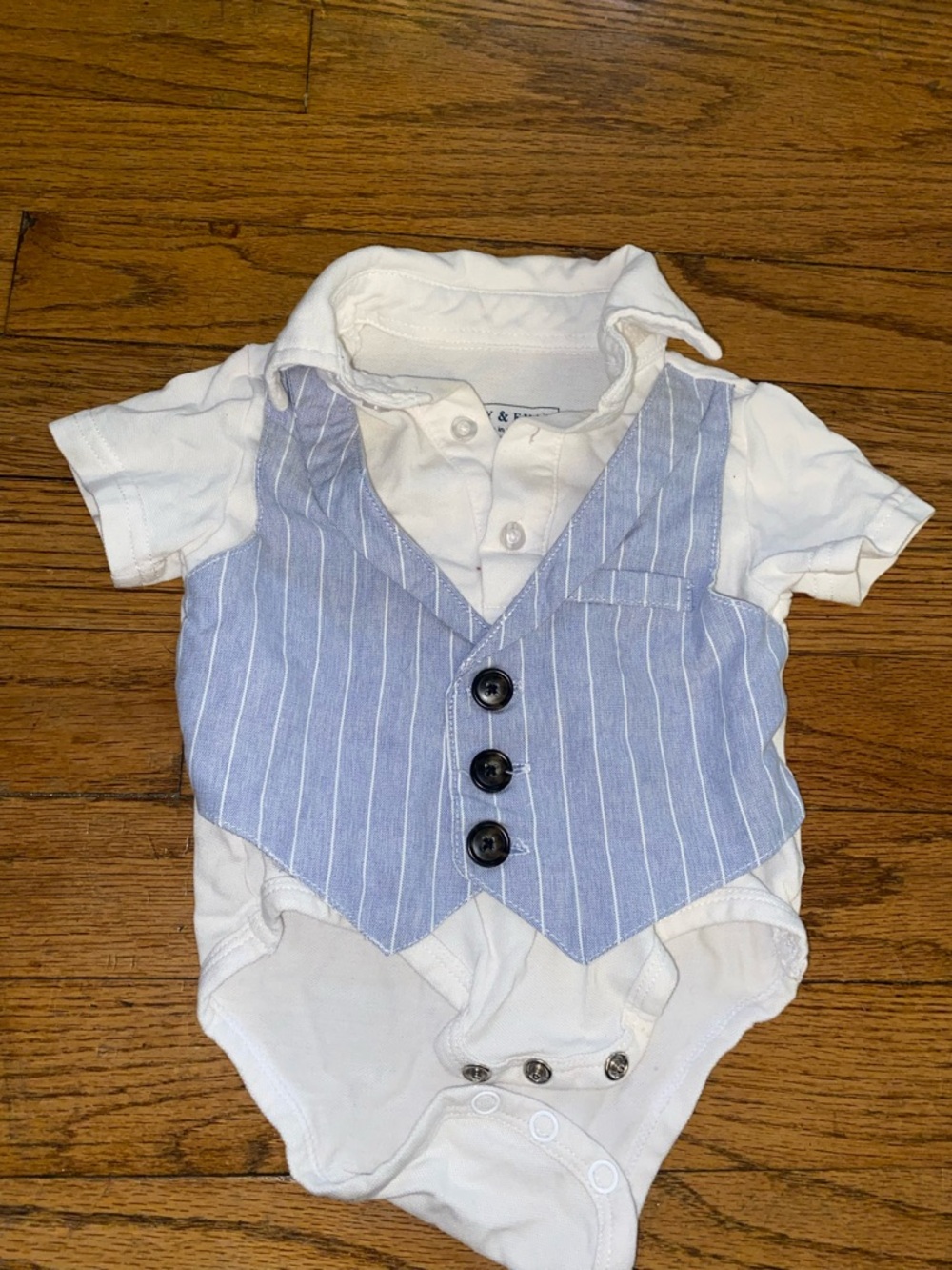 Andy & Evan Blue and White Striped Onesie & vest size 3-6 months